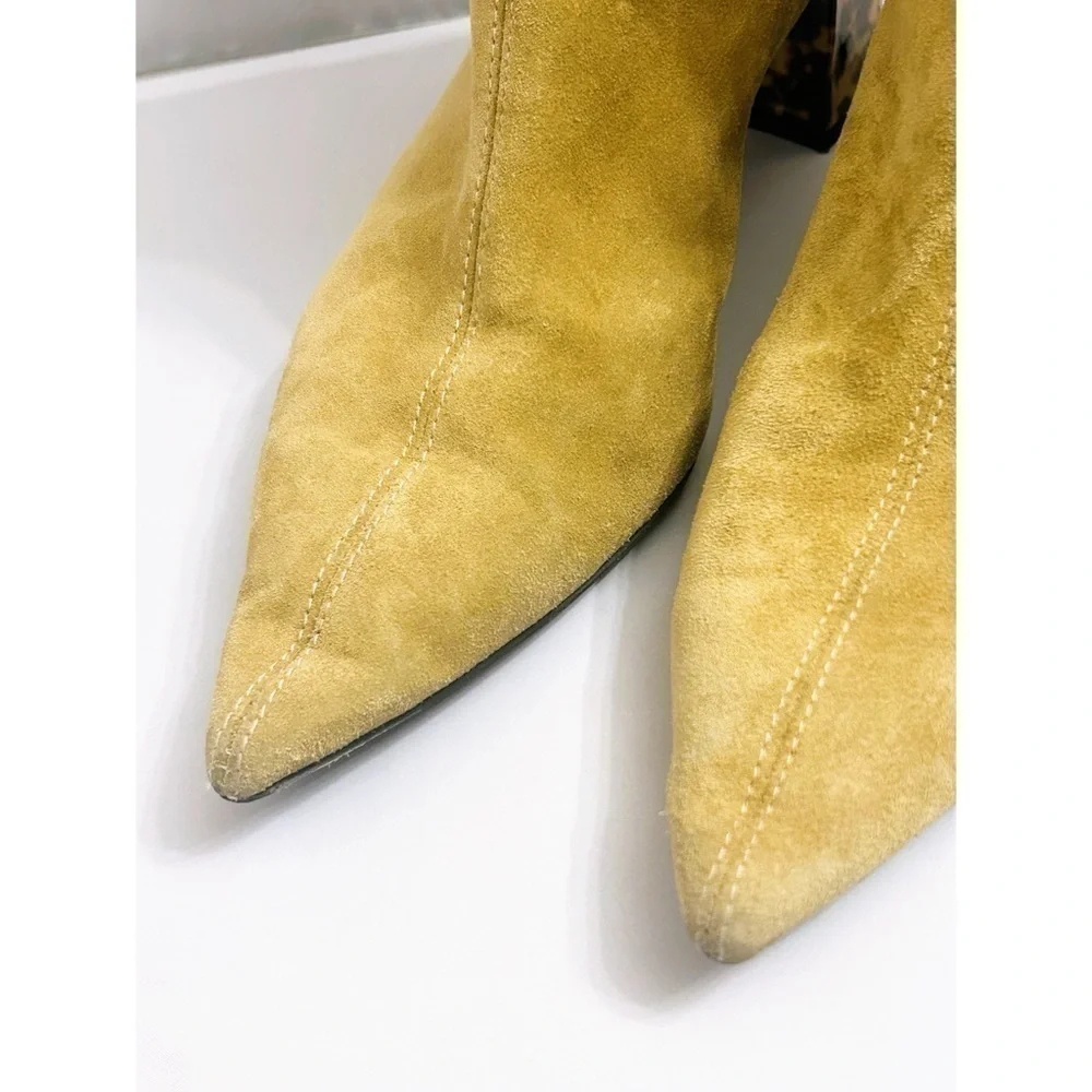 AGL Nora Block Heel Ankle Boot in Tan Suede